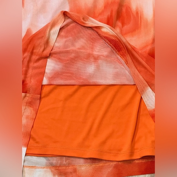 Calvin Klein Vibrant Orange and White Sleeveless Maxi Dress - Picture 9 of 13